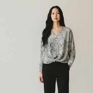 Creation White & Black Animal Print Blouse
